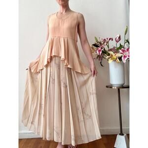 Vintage Calvin Klein Collection Sheer Floral Print Silk Pleated Skirt